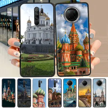 Rusijoje Maskvos Pilies Atveju Xiaomi Redmi Pastaba 9S 8 9 7 10 Pro Max 8T 9C 9T 9A 8A K40 Black Soft Shell 7A Telefono Dangtelį Funda