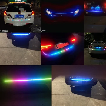 RXZ NAUJŲ 1.2 M 1,5 M Automobilio Bagažinės Posūkio Signalo Lemputė Juosta RGB LED Juostelės Kamieno Šviesos Juostos Spalvotų Stabdžių Žibintas automobilio stiliaus