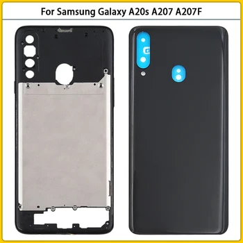Samsung Galaxy A20s A207 A207F A207M Viduryje Kadro Telefono Galinis Korpusas Atveju, Baterijos, Galinio Dangtelio Durų Klijų