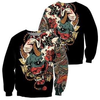 Samurajus Tatoo Art 3D Print Pavasarį, Rudenį Hoodie Vyras Moteris Harajuku Outwear Užtrauktukas Puloveris Palaidinukė Atsitiktinis Unisex-1