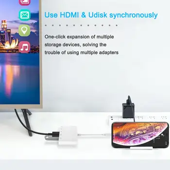 SD TF Card Reader Žaibo 1080P HDMI Kabelis, USB Digital AV TV OTG Adapterio Centru 