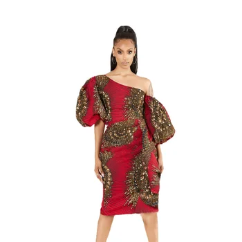 Seksualus Off-Pečių Afrikos Suknelė Moterims Afrikos Drabužių, Tradicinių Afrikos Gėlių Spausdinti Bodycon Suknelė Šalis Afrikos Suknelės Moterims
