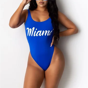 Seksualus vientisi maudymosi kostiumėlį, Kietas Laišką Miami maudymosi Kostiumėliai Moterims, Backless Brazilijos Monokini Maudymosi Kostiumą, XS-5XL Paplūdimio Maudymosi
