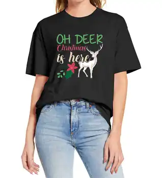 Semir OH Deer yra čia Kalėdų Dovanos Juokinga Unisex marškinėliai Moterų Marškinėlius Derliaus Moterų Viršūnių Medvilnė Tee