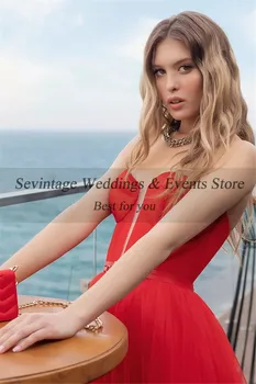 Sevintage Raudona Linija Pakopų Tiulio Trumpas Prom Dresses 2021 Brangioji Arbata ilgis Oficialią Šalies Suknelės Korsetas Atgal vakarinę Suknelę