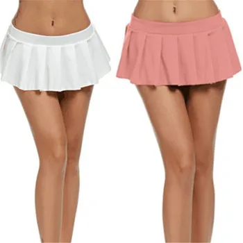 Sexy Marškinėliai Moteriški Klostuotas Mini Sijonas Moksleivė Micro Cosplay Klubas Kostiumas Vientisos Spalvos Mini Sijonai Faldas Mujer Moda 2021