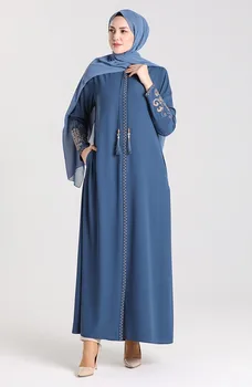 SFM2003 Moterys ilgomis Rankovėmis Abaja Suknelė Musulmonų moterų suknelė Maxi Kaftan moteriška suknelė Siuvinėta Užtrauktuku Abaja Turkija Dubajus abaja