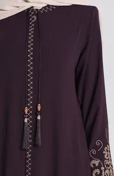 SFM2003 Moterys ilgomis Rankovėmis Abaja Suknelė Musulmonų moterų suknelė Maxi Kaftan moteriška suknelė Siuvinėta Užtrauktuku Abaja Turkija Dubajus abaja