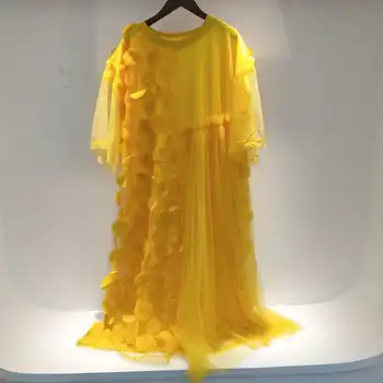 SHENGPALAE Elegantiška Geltona Akių Spliced Suknelė Moterų Vasaros 2021 Naujas Apvalios Kaklo trumpomis Rankovėmis Vidurio blauzdos Suknelės Moteris Banga 5C991