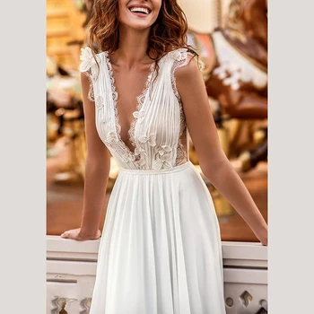 SHENGPLLAE Elegantiškas Nėrinių Spliced Suknelė Moterų Vasaros 2021 Naujas Giliai V-kaklo, Juosmens Eleeveless Anklie-ilgis Suknelės Moteris Banga