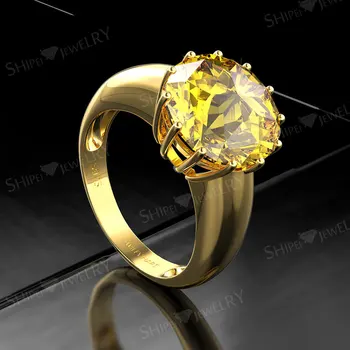 Shipei Prabanga 925 Sterlingas Sidabro Greated Moissanite Akmuo citrinas rašė Vestuvių Fine Jewelry Dalyvavimas 18K Yellow Gold Žiedai