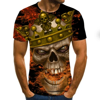 Siaubo Kaukolę, vyriški T-shirt Vasaros Atsitiktinis Viršūnes 3D Atspausdintas Mados trumparankoviai Naujas Apvalios Kaklo Marškinėliai Madinga Streetwear Apykaklės