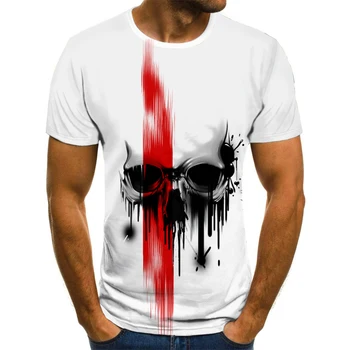 Siaubo Kaukolę, vyriški T-shirt Vasaros Atsitiktinis Viršūnes 3D Atspausdintas Mados trumparankoviai Naujas Apvalios Kaklo Marškinėliai Madinga Streetwear Apykaklės