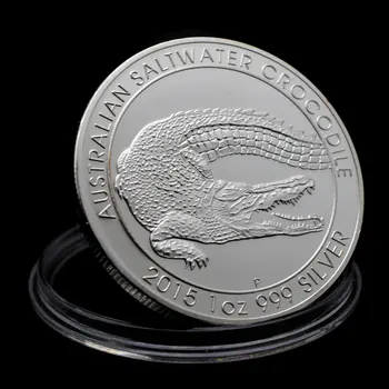 Sidabro Moneta, Australijos sūriųjų vandenų Krokodilo 1OZ Elžbieta II Australijoje, Suvenyrai Monetų Medalis Kolekcines, Monetas