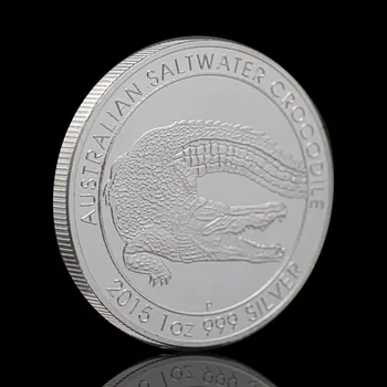Sidabro Moneta, Australijos sūriųjų vandenų Krokodilo 1OZ Elžbieta II Australijoje, Suvenyrai Monetų Medalis Kolekcines, Monetas