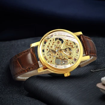 Sidabro Žiūrėti Vyrų Prabangių Laikrodžių Mens 2020 Mados Skeleton Laikrodis Odos Juosta Geriausiai parduodamas Produktas Dropshipping часы Reloj