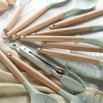 Silikoninė virtuvės utensilios cocina de reikmenys, įrankiai, virtuvės komplektas virimo šaukštas espatula įtaisą kichen menaje mentele mediniai