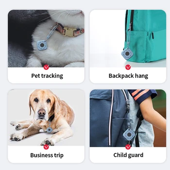 Silikoninės Apsaugos Atveju AirTag Tracker Anti-Loss Minkštos Odos Dangtelis Apple AirTags Su Virvelę Šunų Automobilio Raktas Krepšys