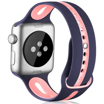 Silikono dirželis Apple Watch band 44mm 40mm iwatch juosta 38mm 42mm gumos Kvėpuojantis watchband apyrankė 
