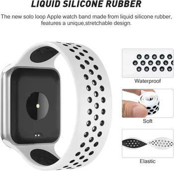 Silikono Solo Kilpos Diržas, Apple Watch Band 44mm 40mm 38mm 42mm Kvėpuojantis Sporto Elastinga Apyrankę iwatch Serijos 6 SE 5 4 3 2 1