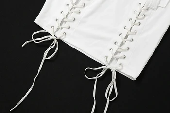 Simenual Nėrinių Kišenės Tvarstis Krovinių Mini Suknelės Streetwear Balti Trumpomis Rankovėmis, Nenaudėlis Drabužius Bodycon Klubas Suknelė Vasaros 2021