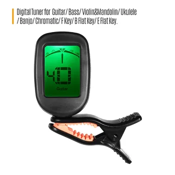 Skaitmeninis Tuner Clip-On Dizaino LCD Ekranas Vibracija Paieška Tuner Gitara/ Bass/ Smuikas/ Ukulėle/ Pirtis/ Chromatines Gitara dalys