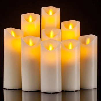 Skatinimas! Flameless Žvakės Baterijomis, Žvakės 4 Colių, 5 Colių, 6 Colių, 7 Colių 8 Colių 9 Colių Nustatyti 9 Dramblio Kaulo Nekilnojamojo Vaškas Ramstis L