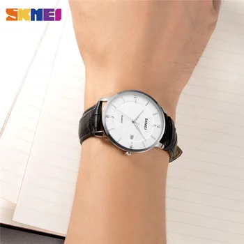 SKMEI Japonijos Kvarco judėjimas Mens Watch Top Brand Vyrų Laikrodžiai Laikrodis atsparus Vandeniui PU Odos Plieno Dirželis 2 Stilius Relogio Masculino