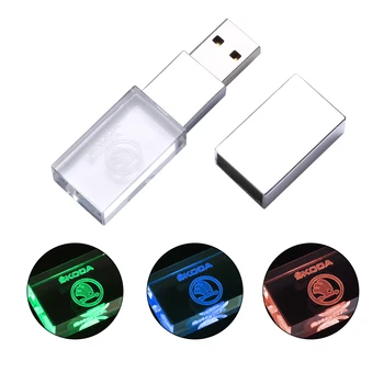 Skoda crystal + metalo USB flash drive, pen drive 4GB 8GB 16GB pendrive 32GB 64GB 128 GB atmintinę 