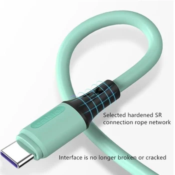 Skystu Silikonu 5A USB Patvarus Duomenų Kabelis 1,2 m/1.8 m Saugiai Greito Įkrovimo Duomenų Laidas Aukštos Kokybės