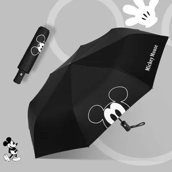 Skėtis Disney lietaus moterų mickey mouse automatinė tris kartus mielas animacinių filmų animacija vinilo skėtį nuo saulės, skėtis dvejopo naudojimo