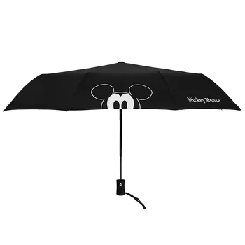 Skėtis Disney lietaus moterų mickey mouse automatinė tris kartus mielas animacinių filmų animacija vinilo skėtį nuo saulės, skėtis dvejopo naudojimo