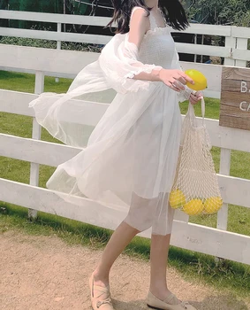 SLPBELY Moterų Saldūs Vasaros Suknelė Šifono Dviejų Vienetų Vamzdžio Viršaus Diržas Suknelės Akių Atostogų Šalis Suknelės Atostogų Sundress