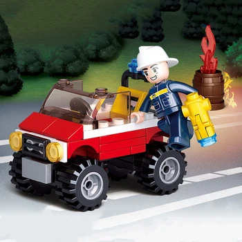 Sluban Miesto All Terrain Fire Truck Herojus Gaisrinė Mašina Automobilių Transporto Ss Blokai Kit Plytų Klasikinis Modelis Žaislai Vaikams Dovanos