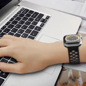 Solo Kilpos diržas, Apple Watch Band 44mm 40mm 38mm 42mm Kvėpuojantis silikono Elastingas Diržas apyrankę band 