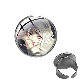 SONGDA Tokijo Pabaisa Anime Stiklo paveiksl Žiedai, Mada Aksesuarai Steampunk Cinko Lydinys Atidarymo Žiedas-Geriausia Dovana Otaku Gerbėjai