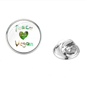 SONGDA Veganų Ženklelis Atvartas Smeigtukai Dovana man Patinka Veganų Maisto Skaidraus Stiklo Kupolas Nerūdijančio Plieno Pin Drabužių, Skrybėlių Kuprinė Priedai