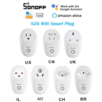 SONOFF S26 Belaidžio WiFi Smart Lizdo Kištuką Įjunkite Dirbti su eWelink APP Laikmatis Automatikos Paramos Alexa 