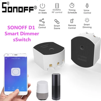 SONOFF Smart D1 stiprumą RM433 RF/APP/Balso Nuotolinio Valdymo stiprumą Smart Home Šviesos Moduliatorius ,už Alexa 