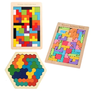 Spalvinga 3D Dėlionės, Mediniai Žaislai, Aukštos Kokybės Tangram Matematikos Žaislai, Dėlionės Žaidimas Vaikams Ikimokyklinio Vaizduotę Švietimo Žaislas