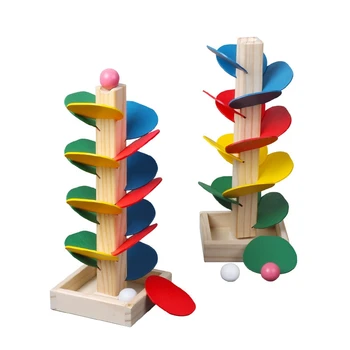 Spalvinga Medis, Marmuras Kamuolys Paleisti Kelio Statyba Blokai Vaikams Medienos Žaidimas Žaislai Vaikams Mokytis Švietimo 
