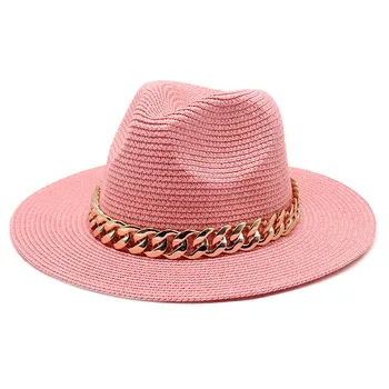 Spalvinga Moterų Platus Kraštų Šiaudų Panama suristi Skrybėlę Fedora Beach Sun Skrybėlę UPF50+ skėtį nuo saulės, vasaros paplūdimio skrybėlę nuo saulės atostogų