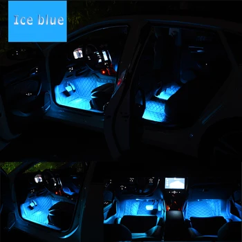 Spalvotų Automobilis 9 LED 2 In1 Interjero Atmosferą Šviesos Brūkšnys Grindų, Koja Juostelės Žibintai Ford Focus, Fusion Escort 