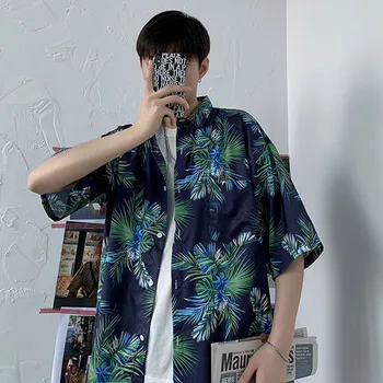 Spausdinti Vasarą Karšta Parduoti Vyrų Paplūdimio Marškinėliai Mados Trumpas Rankovės Gėlių Prarasti Atsitiktinis Marškiniai Plius dydžio Havajų 3XL