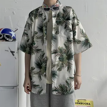 Spausdinti Vasarą Karšta Parduoti Vyrų Paplūdimio Marškinėliai Mados Trumpas Rankovės Gėlių Prarasti Atsitiktinis Marškiniai Plius dydžio Havajų 3XL