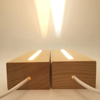 Stačiakampis Medinis Led Lempos Pagrindo Pritaikyti 3d Naktį Šviesos USB Mediniais Medienos Led Šviesos Kristalų Ekranas Bazės Stovėti Dervos Meno