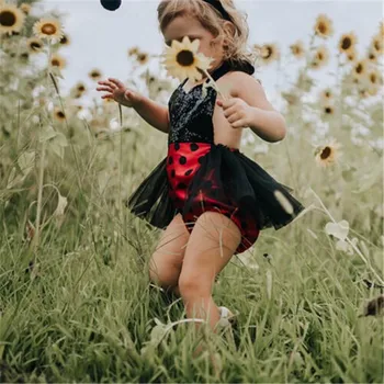 Stilingas Mažylis Kūdikių Mergaičių Biedronka Tvarstis Tutu Suknelė +Lankelis Komplektus nustatyti vasaros Sunsuit Drabužiai