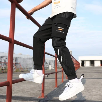 Streetwear Vyrų Atsitiktinis Krovinių Kelnės 2021 Naujas Sweatpants Hip-Hop Vyras Kelnės Mados Bėgiojimo Kelnės Vyrų Šoninių Kišenių Juodos Kelnės