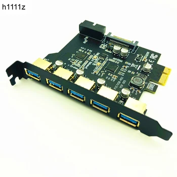 Super Greitis PCI-E, USB 3.0 19-Pin 5 Port PCI Express Plėtimosi Kortelės Adapteris SATA Jungtis 15Pin Tvarkyklės CD Desktop PC