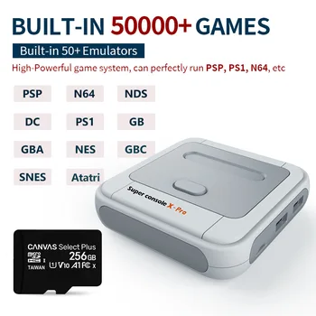 Super Konsolės X Pro Belaidžio Retro Žaidimų Konsolės Mini TV Box Video Žaidimų konsolė, WiFi 4K 50+ Emuliatorius 50000+ Žaidimai PS1/N64/DC